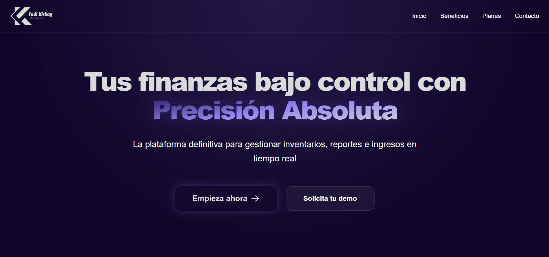 Landing Page del Sistema Administrativo y de Ventas